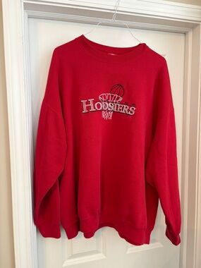 Vintage Indiana University Basketball Embroidered Red Crewneck Sweatshirt XXL